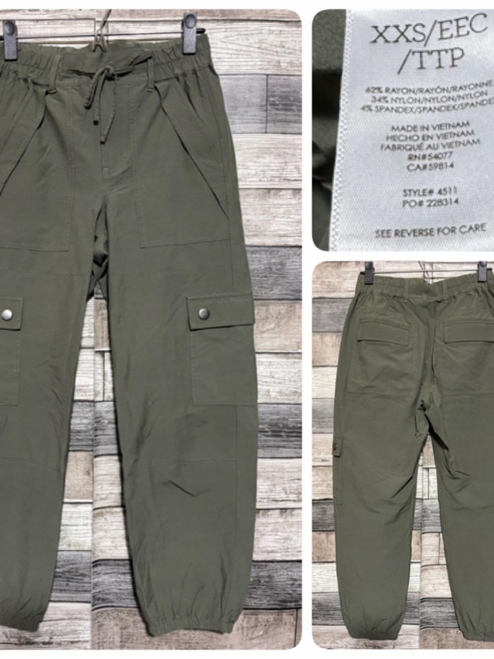 Cabi Quantum Cargo Utility Jogger Women’s XXS Green (Inseam 25) Drawstring
